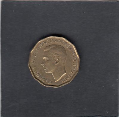 Beschrijving: 3 Pence  GEORGIUS VI